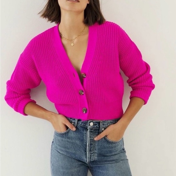Anthropologie Sweaters - Anthropologie by Maeve Fuchsia Magenta Cardigan Sweater XS